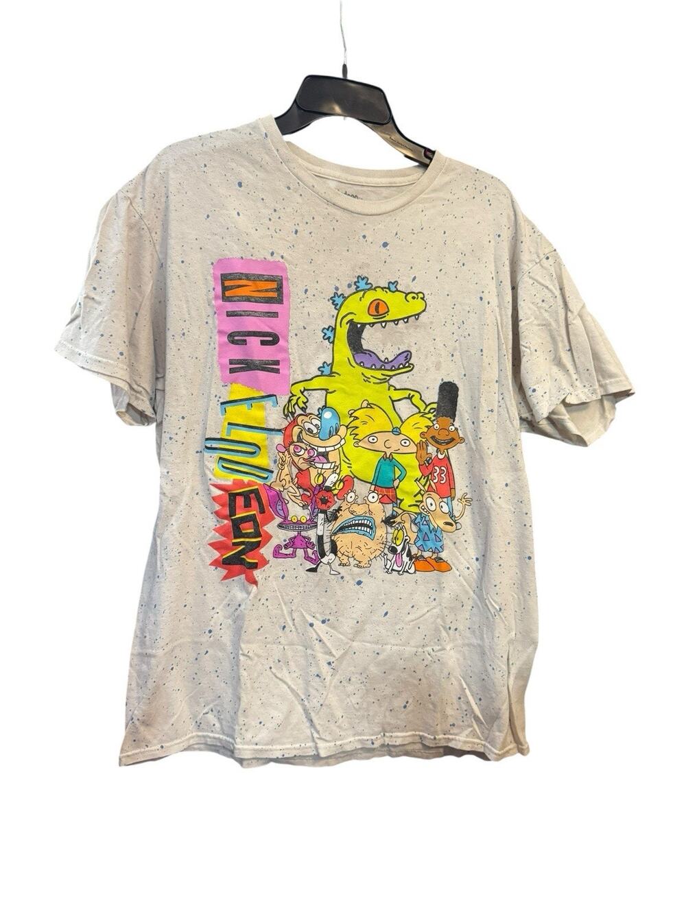 Nickelodeon Group Cartoons T-Shirt 90s Rare All Over Print Large White